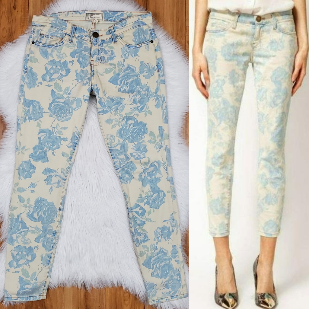 Current/Elliott Blue Rose Stiletto Crop Jeans